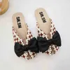 Women Spring And Summer Fashion Plaid Bow Flat Sandals Slippers Ladies Outerwear Baotou Flats A Pedal Breathable Shoes J220716
