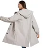 Women's Trench Coats Winter Long Sleeve Midi Coat Windbreaker Women 3XL Plus Size Hooded Loose Rain Jacket Ropa De Marca Mujer KF217