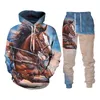 Felpe con cappuccio da uomo Felpe con cappuccio Animal Horse Stampa 3D Pantaloni Set Unisex manica lunga da uomo Tuta Pullover Felpe con cappuccio Casual Abbigliamento uomo Suit 221122