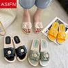 Asifn dames slippers buiten sandalen dames flip flop platform antislip bloem zomer slippers mode stijl boog dames schoenen j220716