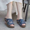Femmes été décontracté pantoufles compensées femme Premium orthopédique bout ouvert sandale Vintage intérieur maison anti-dérapant plate-forme rétro chaussures J220716