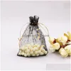 Other Home Storage Organization Organza Dstring Favor Gift Bag Candy Stars Moon Plated Gold Gauze Pouch Jewelry Bags Thin Transpar Dhbio