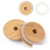 Drinkware Lid Bamboo Tumbbers Ers garrafas Caps Caps de madeira Circular Holas de pedreiro maçom tampa de vedação Tiras de xícaras 7cm 8cm 3 8HX C2 Drop Delivery Dh2nj