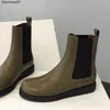 Dress Shoes The Row Chelsea Boots Women Designers Rois Autumn New Round Head Flat Bottom Versatile Fashion Leather Women's Boots