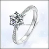 Pierścienie klastra pierścionek z diamentem moissanite kobiety Bridal zaręczynowe pierścionki ślubne moda Jewese prezent upuszczenie biżuterii Dhffv