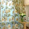 Curtain 2023 Door Blinds Window Peony Printed Transparent Tulle Room Divider Valance Decoration Curtains Voile Living