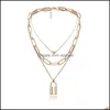 Подвесные ожерелья Hip Hop Lock Heart Sende Corlece Chokers Sier Gold Chains Mtilayer Обертывание ожерелья для женщин для женщин -еврея Dhftg