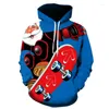 Sweats à capuche pour hommes Santa Claus Elements Fashion Casual 3D Printing Fun Hoodie Christmas Gift