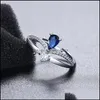 Cluster Rings Water Drop Diamond Crown Ring Sier Adjustable Engagement Wedding Rings For Women Fashion Jewelry Gift Delivery Dhulb