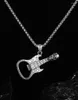 Pendentif Colliers Collier De Tire-Bouchon En Forme De Guitare En Argent Antique En Acier Inoxydable Crâne Bijoux Hip Hop Pour Hommes