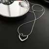 Chains Fashio Simple Necklaces For Women Gold Pearl Silver Hollow Heart Stainless Steel Clavicle Chai Bead Striped Stone Pendant Half