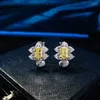 Boucles d'oreilles en argent Sterling 925 pour femmes scintillantes jaune à haute teneur en carbone diamant mariée mariage fête bijoux de luxe