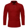 Polos pour hommes printemps et automne couleur unie à manches longues revers t-shirt mince taille européenne Polo 221121