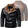 Jaquetas masculinas homens grosso quente velo jaqueta de couro casaco masculino inverno casual motor motociclista jaqueta de couro homem moda gola de pele à prova de vento outwear 221121