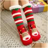 Décorations de Noël décorations de Noël chaussettes tricus de bande dessinée de Noël Treehouse Womens épais sherpa thermique doublée de chaussettes thermiques Dhbl6 sherpa