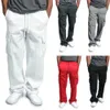 Survêtements pour hommes 5 couleurs hommes solide casual urbain pantalon droit mâle jambe jogger poids lourd polaire cargo poche pantalon de survêtement plus taille m3xl 221122