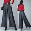 Women's Pants Capris Spring Woolen Wide Leg Trousers Women Pleated Casual Skirt Straight Fat 221122