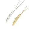 Hanger kettingen Fashion Feather kettingen voor vrouwen tienermeisjes lange blad hanger trui ketting ketting druppel levering sieraden penda dhxdi