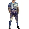 Męskie bluzy bluzy Lion Summer Men's 2 -częściowe zestawy Owwrotne T koszule Joogers stroje mody Mężczyzn Drounders Tracksuit 3D Printed Trend Męskie odzież 221122
