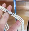 Łańcuchy potrójne pasma 5-6 mm Morze Południowe okrągły biały naszyjnik perłowy 18 „19” 20 ”
