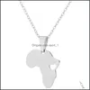 Pendentif Colliers Amour Afrique Carte Pendentif Collier Coeur Creux Avec Sier Chaîne En Or Pour Femmes Hommes Mode Bijoux Drop Delivery Nec Dh2Mv