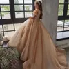 Vestidos de menina vintage manga curta champanhe flor para casamento vestido de dama de honra júnior longo desfile vestidos de festa de aniversário