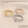 Pierścienie zespołowe Plebione Wrap Wave Pierścienie dla kobiet dziewcząt tytanowy stal otwarty regulowany kropla biżuteria pierścień dhnzd