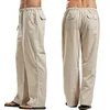 Herren -Trailsuiten Sommermänner Feste Farbwäsche Multipocket Straight Casual Hosen und großer Größe atmungsaktives bequemes Kordelkordel lose Hose 221122