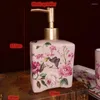 Set di accessori da bagno Modello rosa rosa Accessori da bagno Porta spazzolino in ceramica Dispenser di sapone Piatto regalo di nozze
