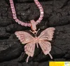 Out Pink Butterflys подвесной колье с 24 дюймами теннисных ожерелий циркония украшения