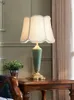 テーブルランプアメリカンラグジュアリー銅セラミックランプLEDE27ベッドルームベッドサイドデスクライトシンプルなモダンな照明器具リビング/モデルルームバー