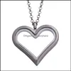 Lockets Floating Locket Heart Pendant Necklace Openable Living Memory Necklaces For Women Children Diy Fashion Jewlery Drop Delivery Dhcgi