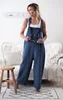 Women's Jumpsuits Rompers Brand Women Casual Loose Cotton Linen Solid Pockets Jumpsuit Overalls Wide Leg Cropped Pants 221122