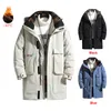 Herren Daunenparkas -30 Grad Winterjacke Dicker Mantel mit Kapuze Warmer mittellanger Parka Weiße Ente Mode Herrenjacken 221122