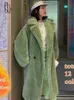Women's Fur Faux Luck A Winter Warm Women Long Coat Vintage Sleeve Female Thick Teddy Bear Casual Loose Oversize Outwears 221122