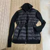 Womens Jackets 104170 Luxury Designer Light Knit Down Women Autumn Winter Ladies Long Sleeve Patchwork Knitted Zipper Black M4 221122