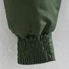 Женские куртки Merodi осень Winther Fashion Za Green Short Outwear Chic Lady Land -карманы сплошные бомбардировщики Girls Coats 221122