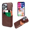 För Apple Cell Phone Cases Mobile Shell Mobile Cover Creative Leather Double-Layer Card Bag