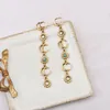 18K Gold Plated Luxury Brand Designers Double Letters Stud Dangle Hoop Geometric Famous Women Long Eardrop Crystal Rhinestone Pearl Earring Wedding Party Jewerlry