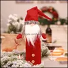 Party Favor Champagne Bouteille sans visage Ers Party Longue Barbe Blanche Chapeau de Noël Bouteilles de vieil homme ER Sac Doll Restaurant Holiday Decora Dhkqr