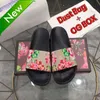 2022 Designer Slides Mens dames slippers met originele doos stofzak zwarte bloemen bloemen canvas groene bloemen schoenen mode luu