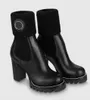 Topp lyxvarumärken Beaubourg Ankle Boots Black Calfskin Leather Comabt Boot Rubber Lug Sole Lady Booty Luxury Design Martin Booties Party Wedding EU35-43