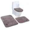 Housses de siège de toilette 4 pièces/ensemble tapis de bain anti-dérapant de haute qualité tapis couleur unie Super doux coussin de salle de bain ensemble de couvercle tapis de sol
