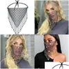 Designer Masks Metal Adjustable Rope Face Mask Weave Rhinestone Crystal Tassels Mouth Er Grid Women Masks Fashion Accessories Arriva Dhzkd