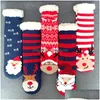 Décorations de Noël décorations de Noël chaussettes tricus de bande dessinée de Noël Treehouse Womens épais sherpa thermique doublée de chaussettes thermiques Dhbl6 sherpa