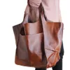 Borsa a tracolla Casual Soft Large Capacity Tote Women Hands Designer Aged Metal Look Luxury Pu Leather Bag Retro Big Shopper Borse 221015