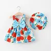 Kız elbiseler 2 parça yaz doğumlu bebek kıyafetleri bebek moda sevimli yay plaj çiçekleri prenses elbise sunhat çocuk giyim bc008