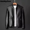 Giacca da uomo in pelle finta autunno inverno Cappotto da uomo Bomber Moto PU Plus Size 8XL Causale Vintage Nero Biker Tasca con cerniera s 221122