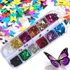 Nail Glitter 5mm Butterfly Nails Sequins Holographic Decorations Manicure Accessory Flakes Kit Laser Design 3D Charms Ornaments
