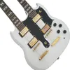 Lvybest 6 strings gitaar 2021 gemaakt in China tweekoppige mahonie body wit licht metaal chroom configuratie gratis levering